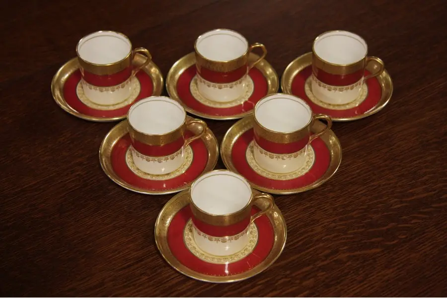 Photo of Set of 6 Aynsley Windsor Espresso Cups and Saucers