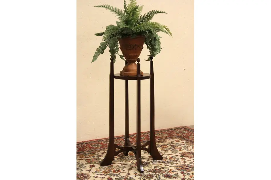 Photo of Arts & Crafts 1900 Antique Oak Pedestal or Plant Stand