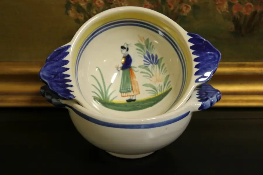 Photo of Pair of Henriot Quimper Hand Painted Porringers