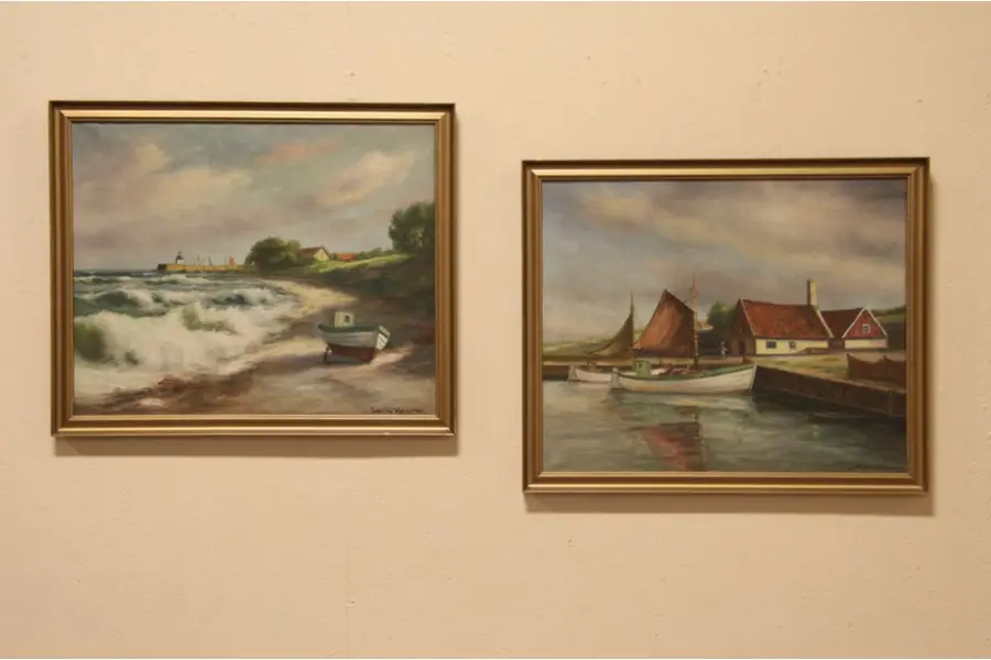 Photo of Pair of Danish Fishing Village Scenes