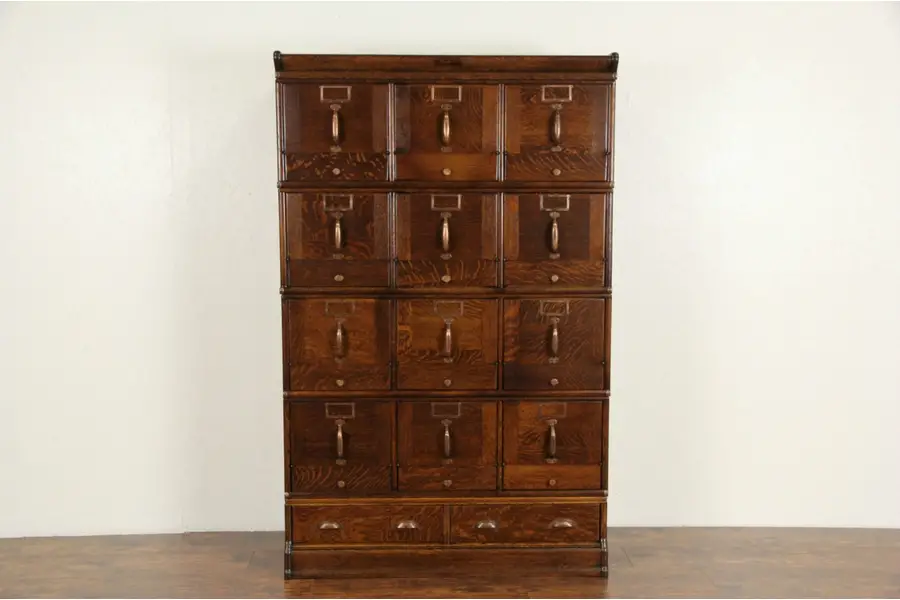 Photo of Stacking Oak 1900 Antique 12 Drawer File Cabinet
