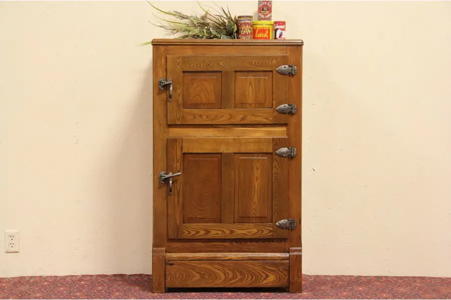 Photo of Oak Raised Panel 1900 Antique Ice Box