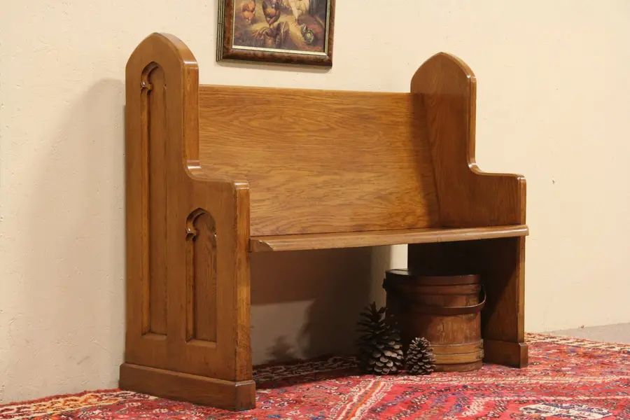 Photo of Oak 1930 Antique 4' Pew or Hall Bench