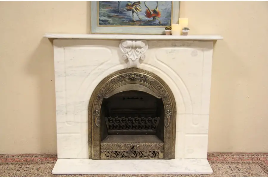 Photo of Victorian Marble Fireplace Mantel, Surround & Iron Insert