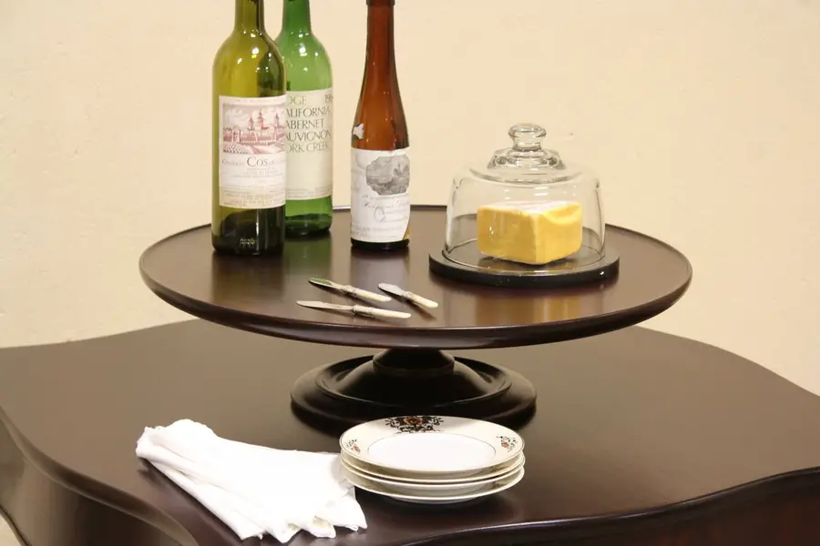 Photo of Spinning Tabletop 1910 Mahogany Lazy Susan Server