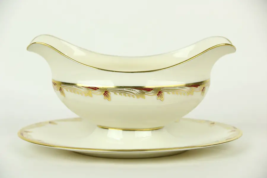 Photo of Lenox Essex Sauce Server or Gravy Boat & Underplate