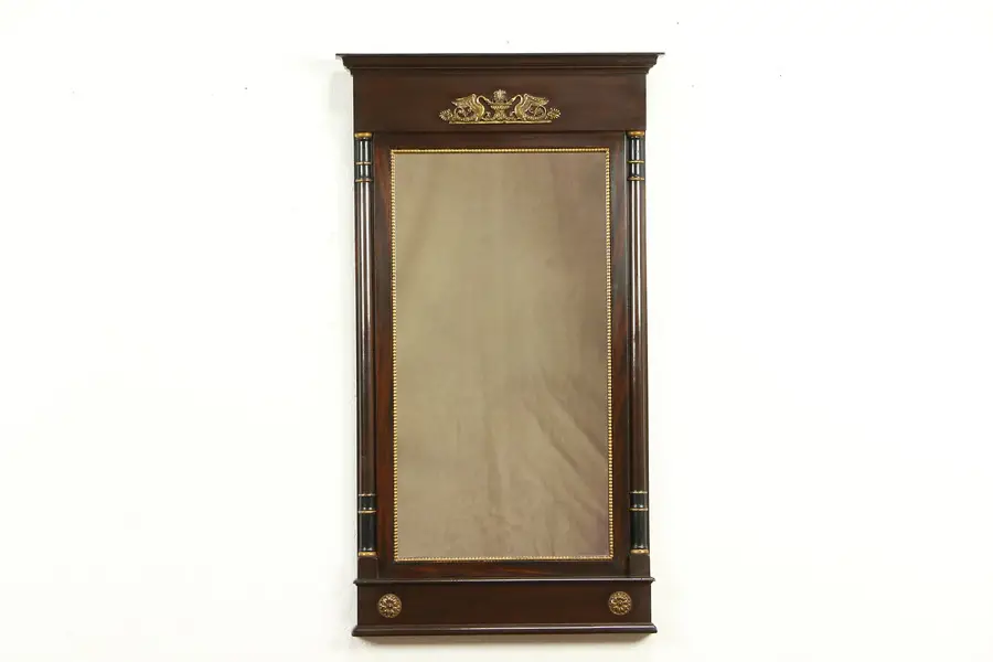 Photo of Kittinger Antique Classical Mahogany Mirror, Bronze Swans