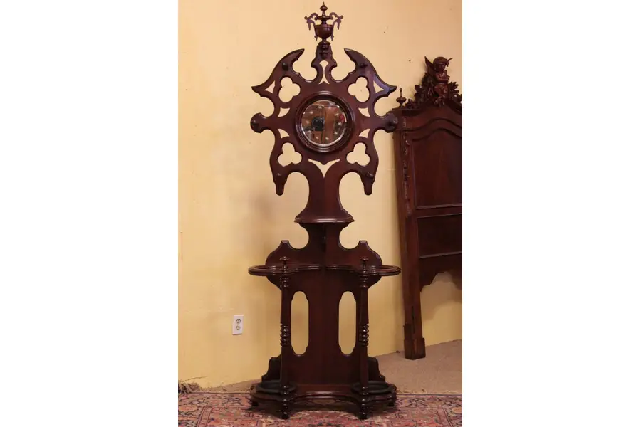 Photo of Victorian Carved Walnut Antique Hall Umbrella Stand
