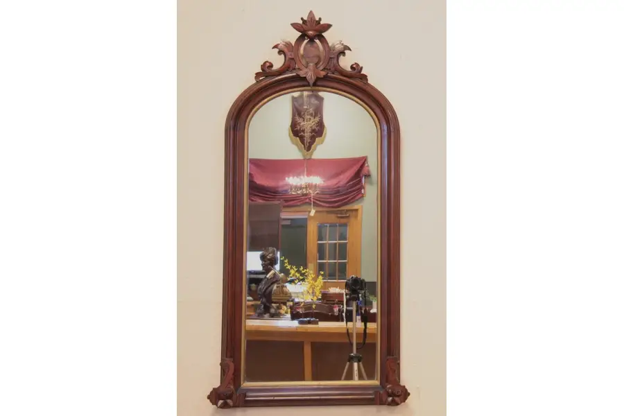 Photo of Victorian 1870 Carved Walnut Hall Mirror