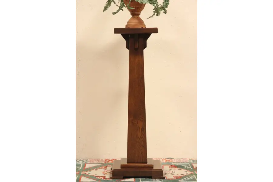 Photo of Arts & Crafts Mission 1900 Antique Oak Pedestal or Plant Stand
