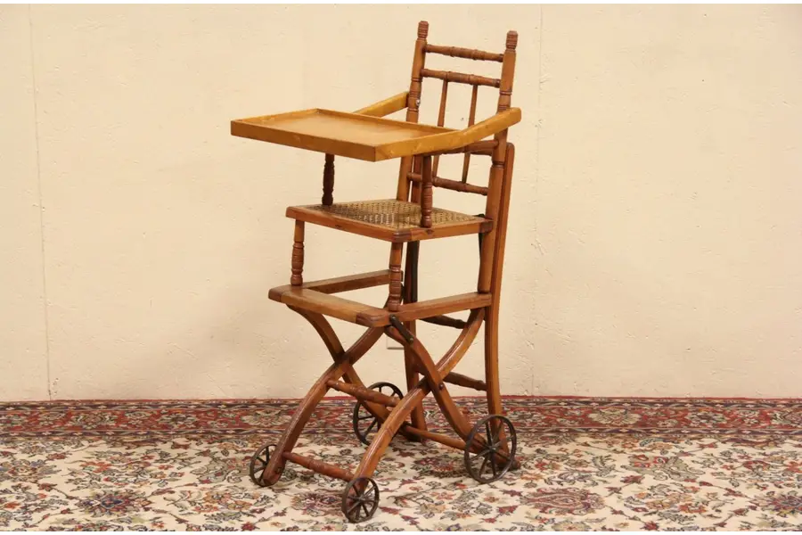 Photo of Convertible Antique 1890 Child High Chair or Stroller