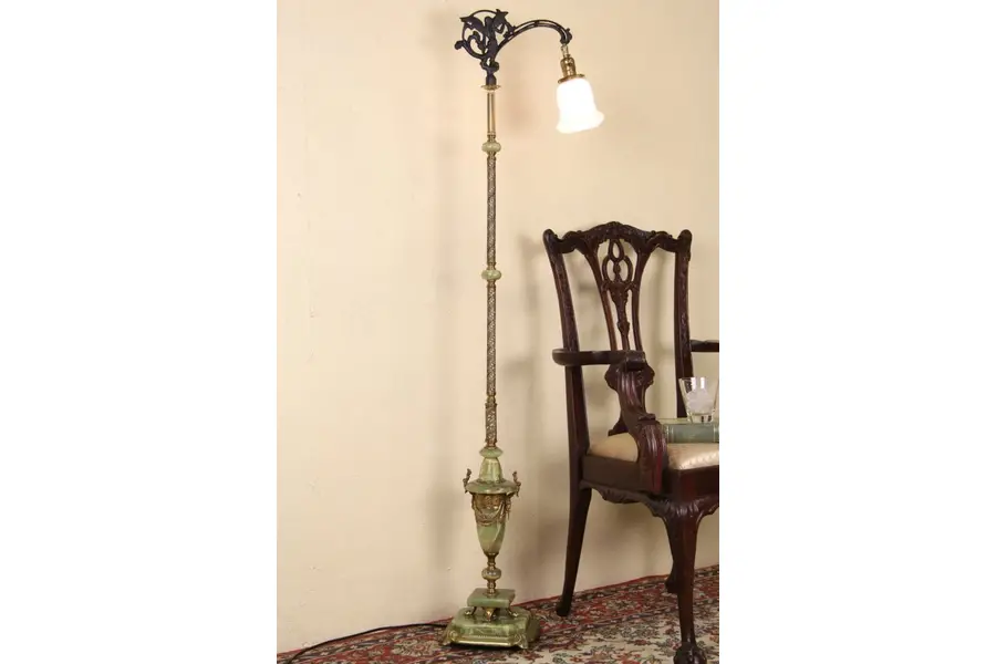 Photo of Onyx & Brass 1930's Reading or Bridge Floor Lamp