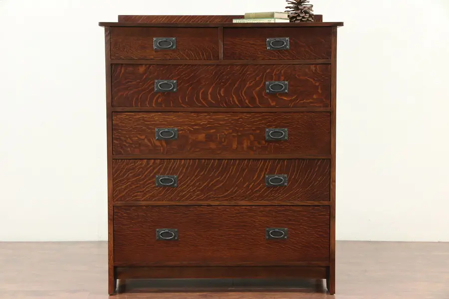 Photo of Art & Crafts Mission Oak Craftsman Style Tall Chest or Dresser