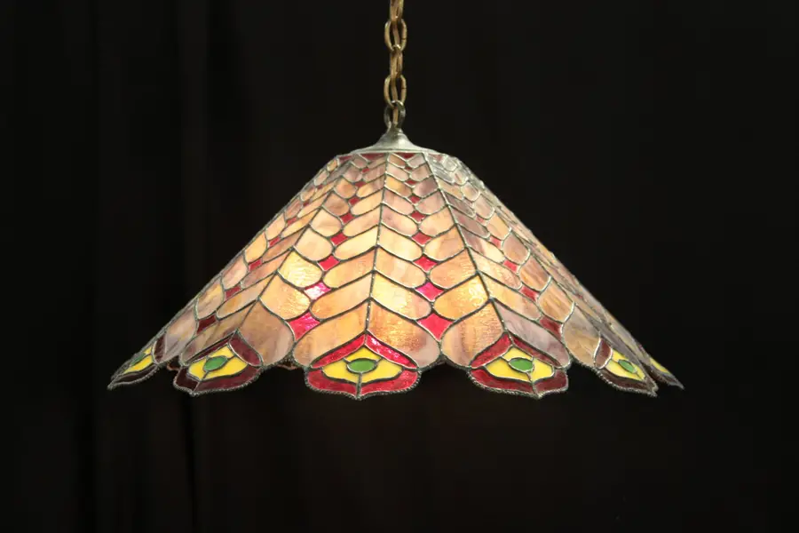 Photo of Peacock Feather Stained Glass Light Fixture