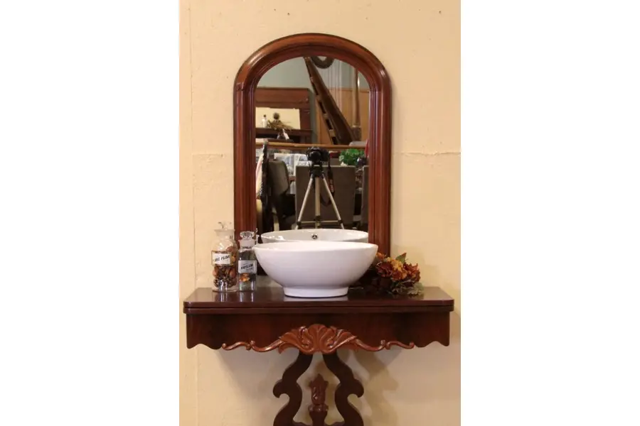 Photo of Victorian Walnut Antique Arched Mirror