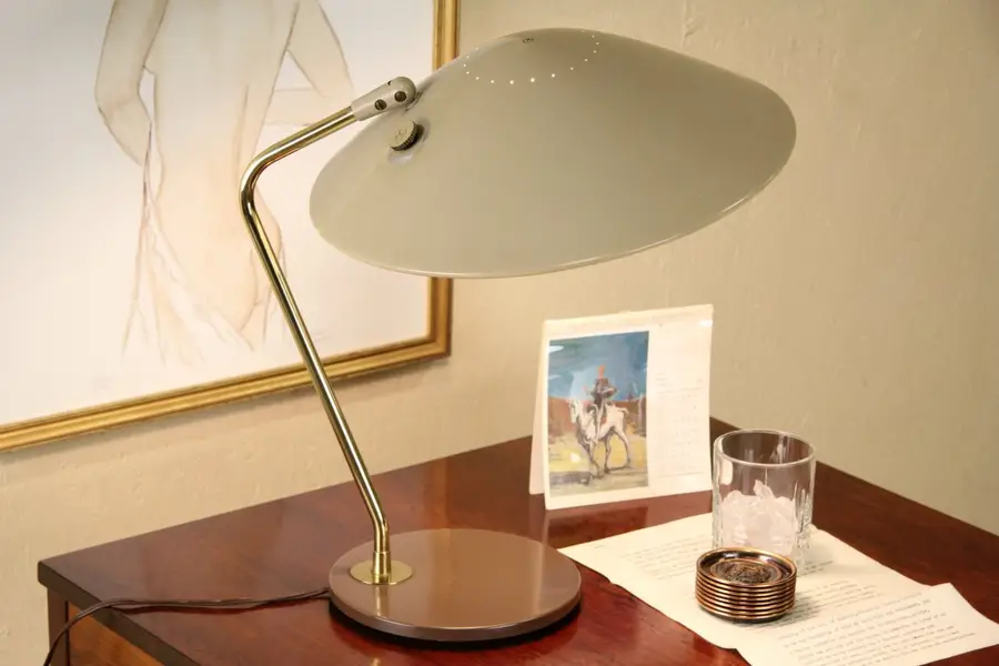Photo of Lightolier Midcentury Modern Flying Saucer Desk Lamp, 1960 Vintage