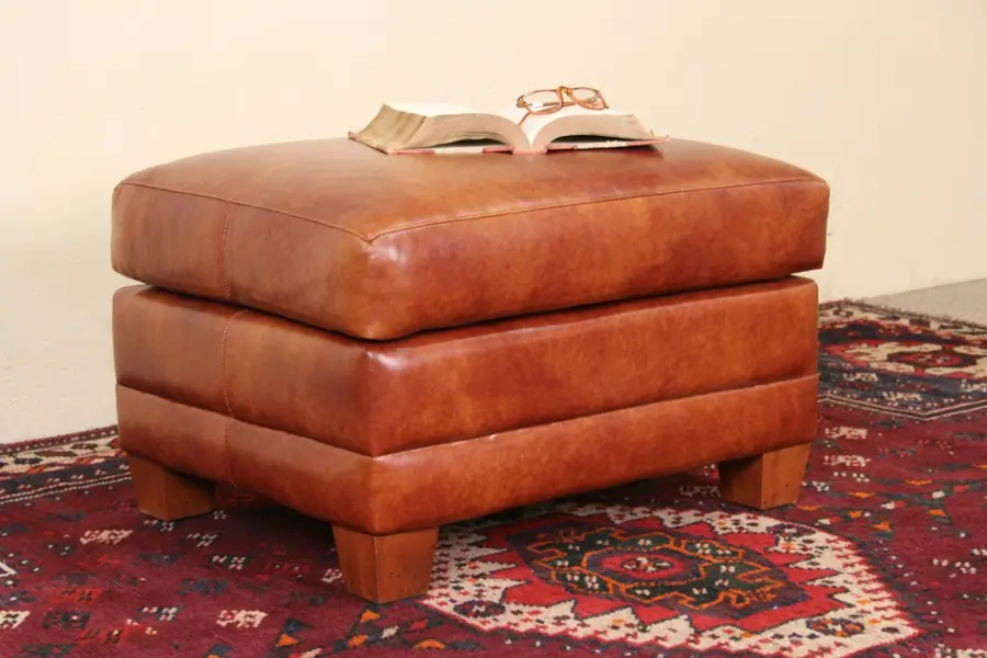 Photo of Leather Hassock, Ottoman or Footstool
