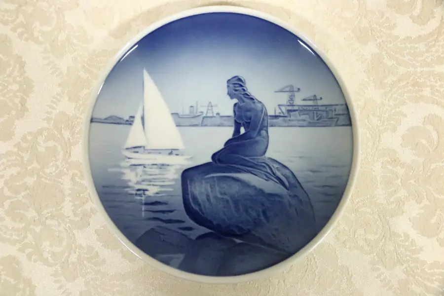 Photo of ROYAL COPENHAGEN MERMAID SAILBOAT PLATE SIGNED VR 4679