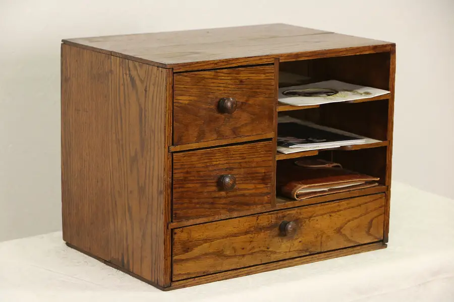 Photo of Arts & Crafts 1900 Antique Oak Desktop File