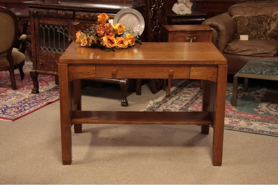 Photo of Mission Oak Library Table or Writing Desk