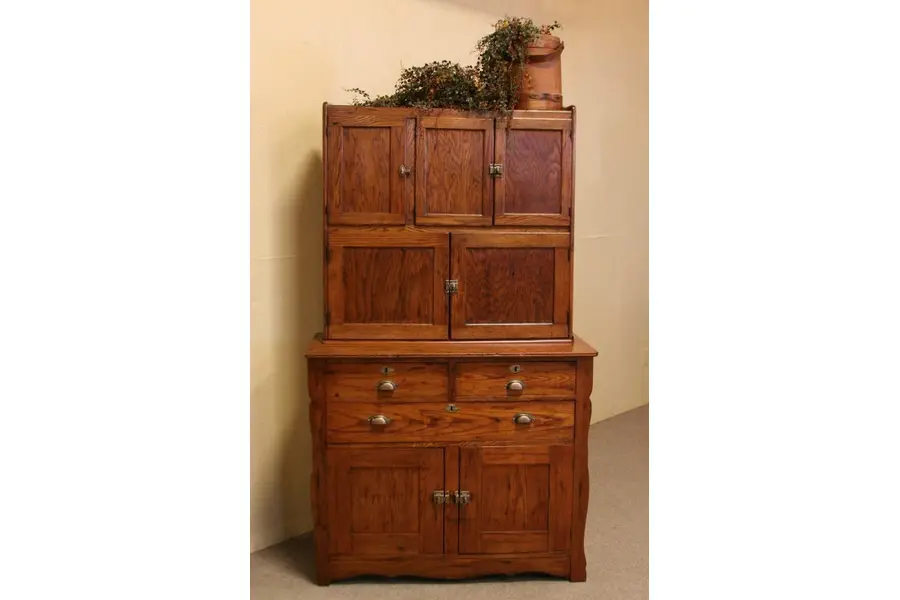 Photo of Hoosier Victorian 1910 Oak Kitchen Cupboard
