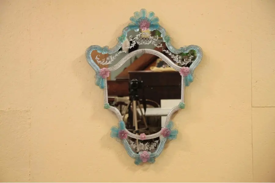 Photo of Venetian Murano Blown Glass Mirror