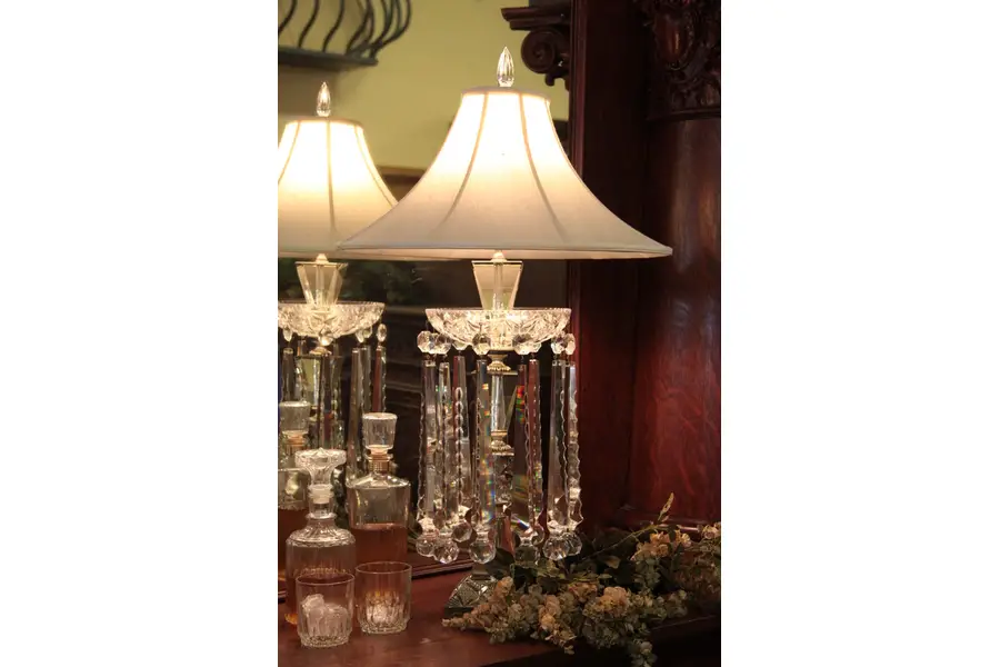 Photo of Art Deco or Midcentury Modern Cut Crystal Lamp
