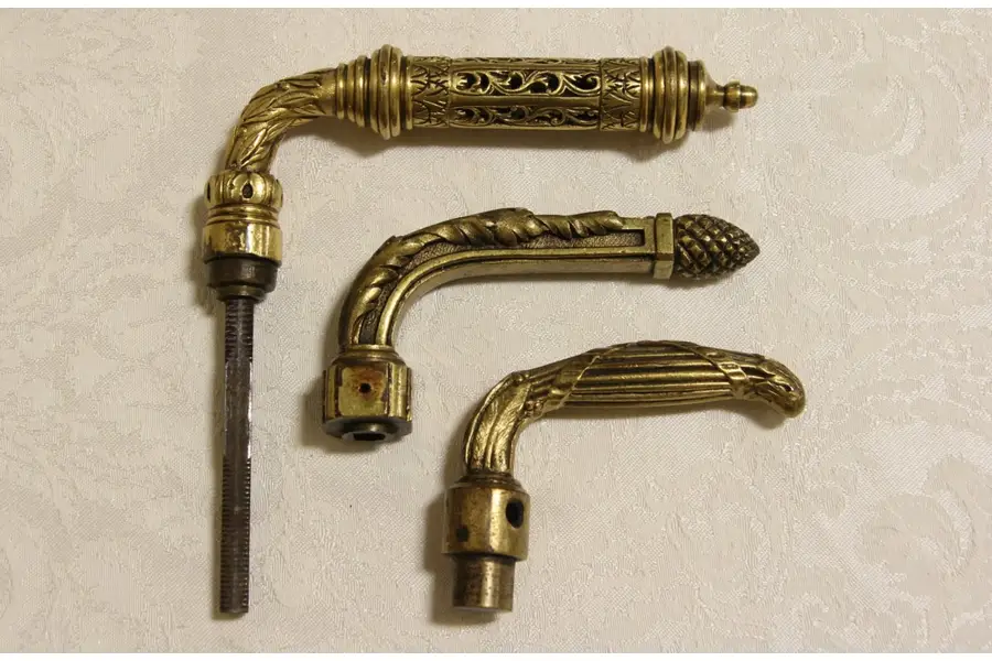 Photo of Three Gold Plated 1900 Antique Bronze Door Levers, Never Used