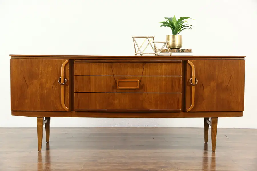Photo of Midcentury Modern Teak Vintage Credenza Sideboard TV Console, Signed Beautility