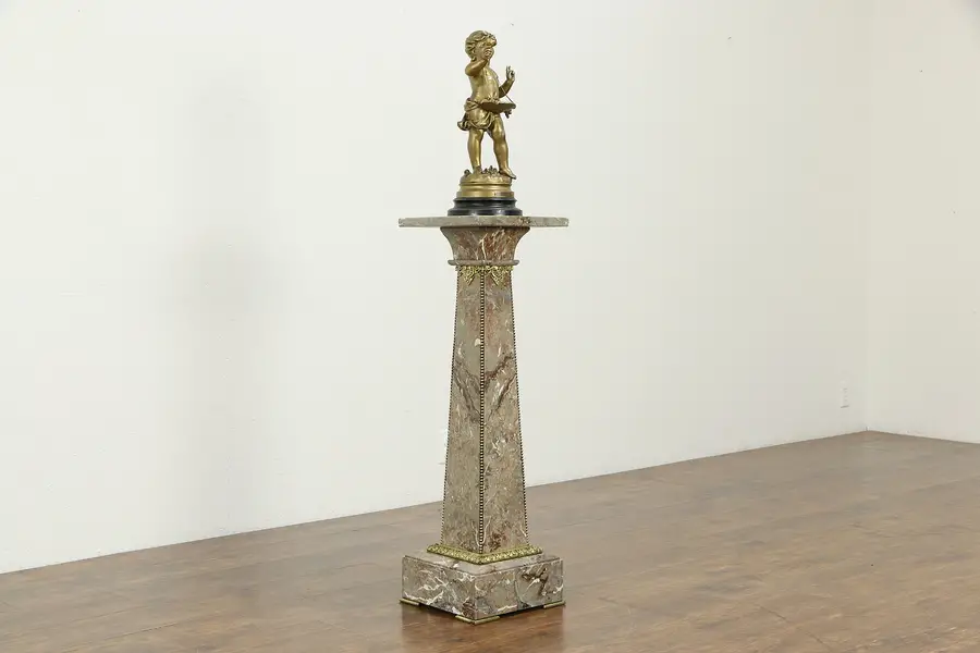 Photo of Classical Italian Marble & Bronze Antique Sculpture or Plant Pedestal
