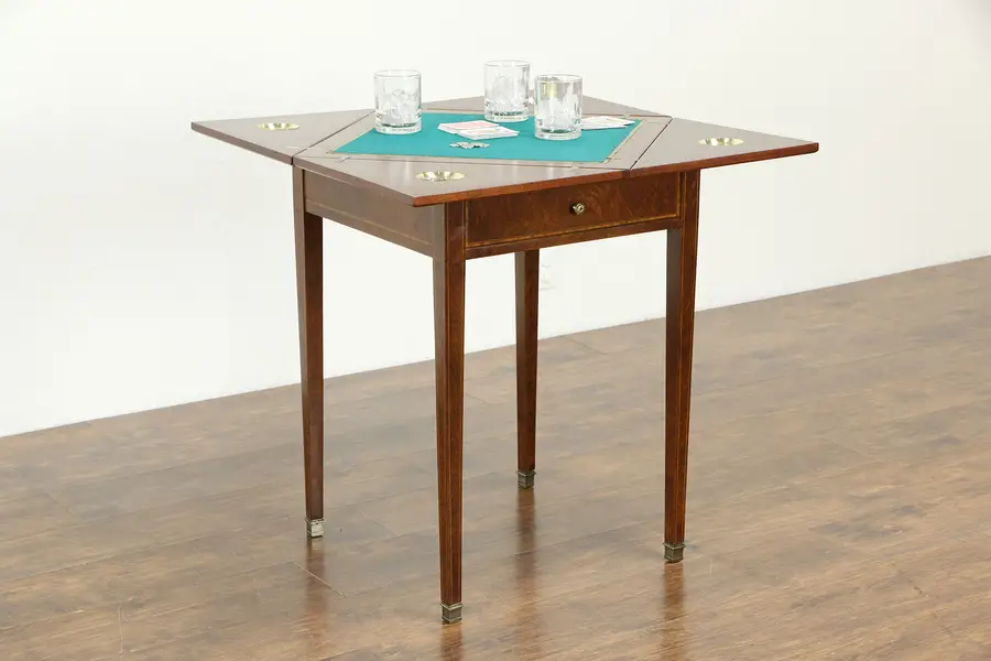 Photo of Handkerchief Folding Top English Edwardian Game Table