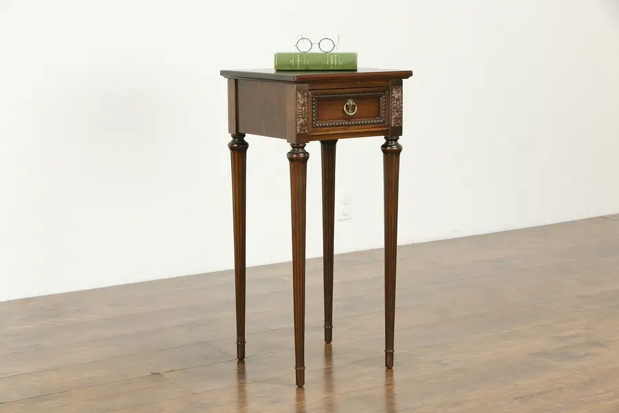 Photo of Louis XVI 1920's Antique Walnut Nightstand or Bedside Table