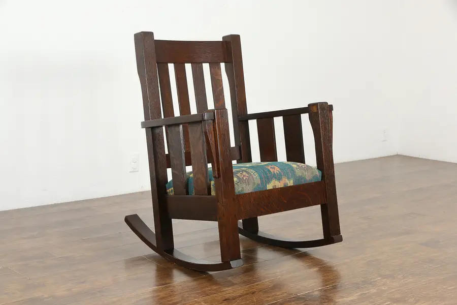 Photo of Arts & Crafts Mission Oak Antique Rocker Craftsman Rocking Chair