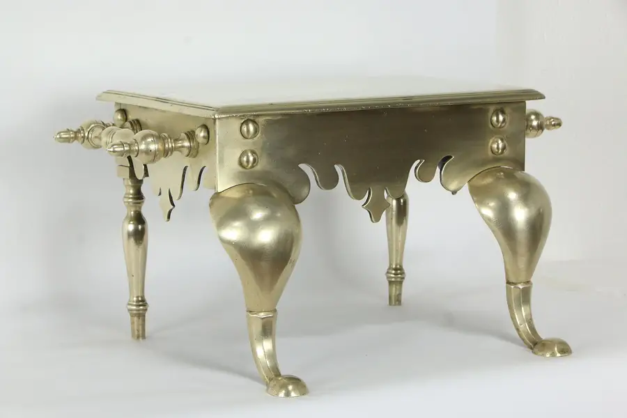 Photo of English Brass Antique 1870 Fireplace Hearth Footman or Tea Kettle Trivet