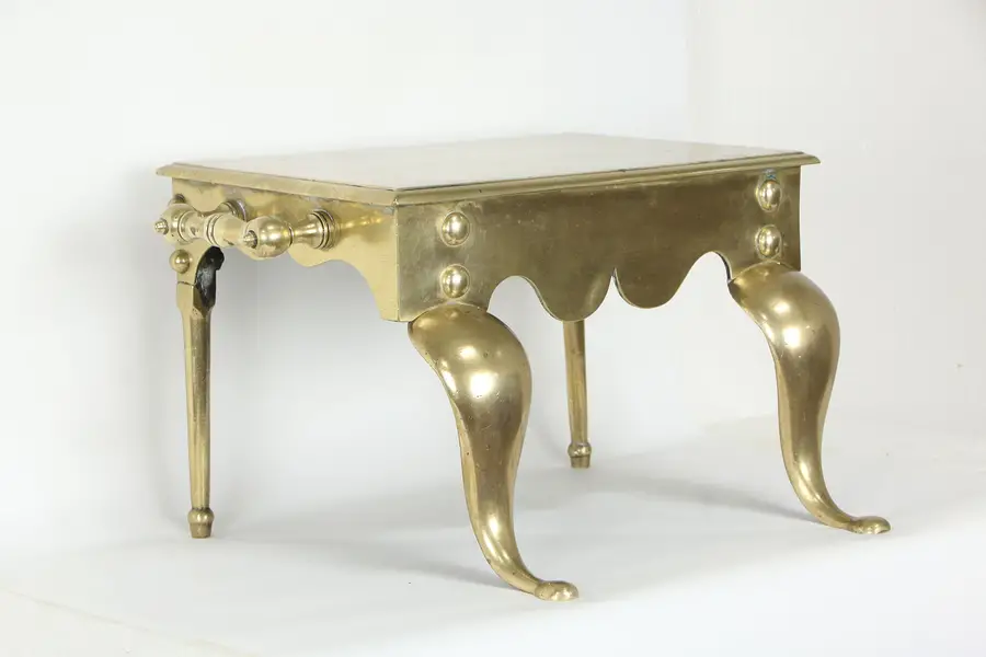 Photo of English Brass Antique 1870 Fireplace Hearth Iron Footman Teakettle Trivet