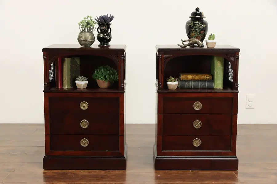 Photo of Traditional Pair of Vintage Mahogany Nightstands or End Tables