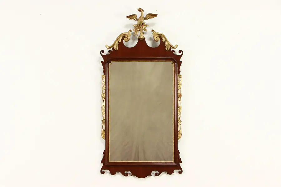 Photo of Georgian Federal Design Vintage Mahogany Mirror, Gold Eagle