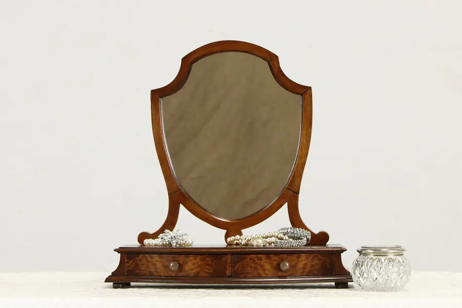 Photo of Hepplewhite Design Antique Dresser or Shaving Mirror, Jewelry Drawers