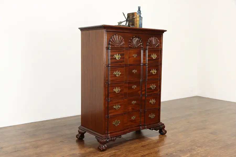 Photo of Georgian Block Front Antique Mahogany Highboy Tall Chest, RJ Horner NYC