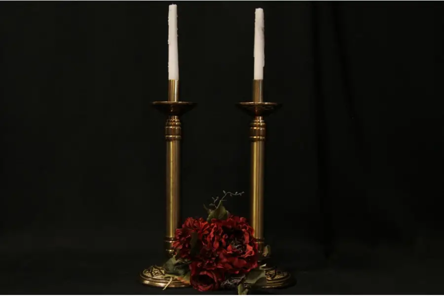 Photo of Pair Art Deco 1930 Antique Bronze Candlesticks