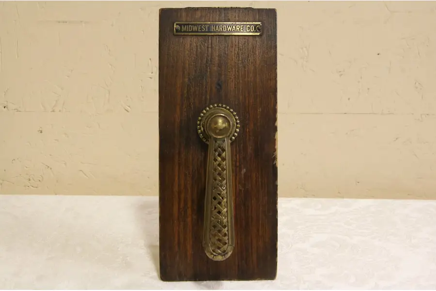 Photo of Basketweave Antique 1900 Bronze Sample Door Lever, Backplate, & Keyhole