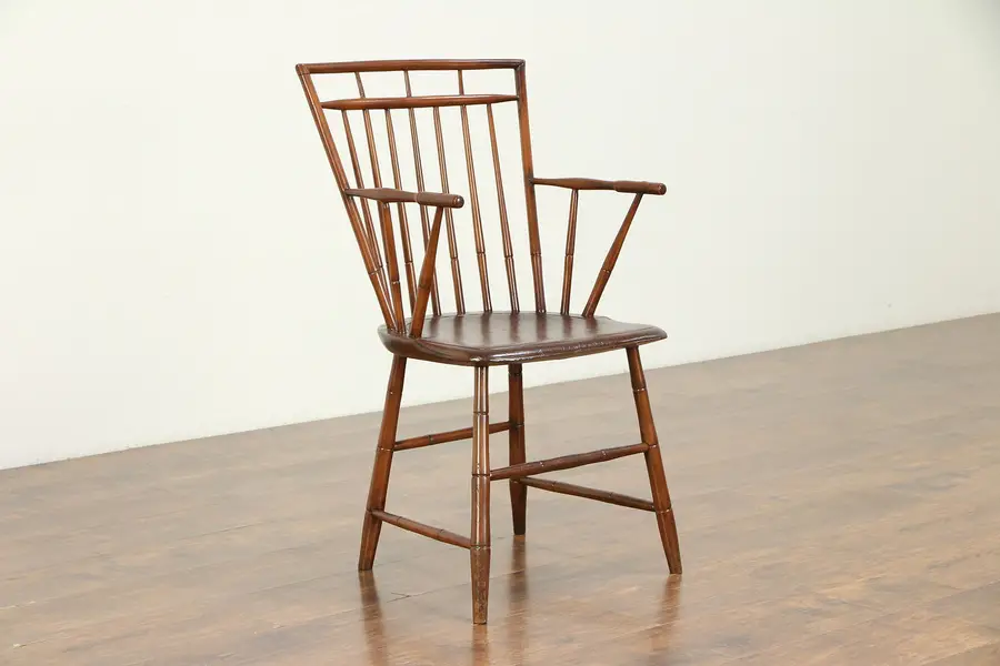 Photo of Massachusetts 1790 Antique Fruitwood Desk or Dining Chair with Arms