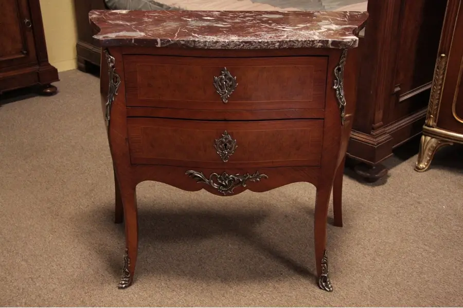 Photo of Marble Top Bombe French Chest or Commode, circa 1930