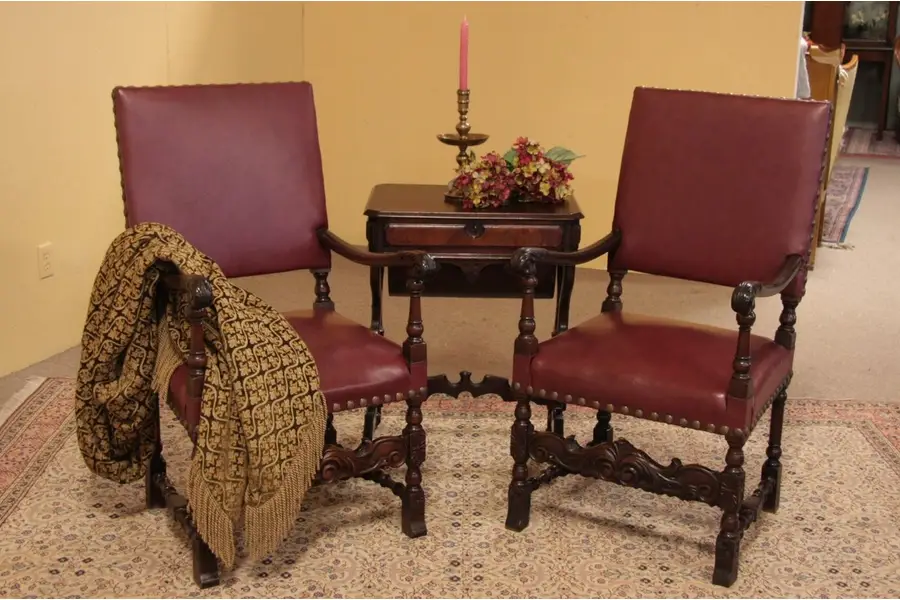 Photo of Pair Carved Throne or Hall Chairs
