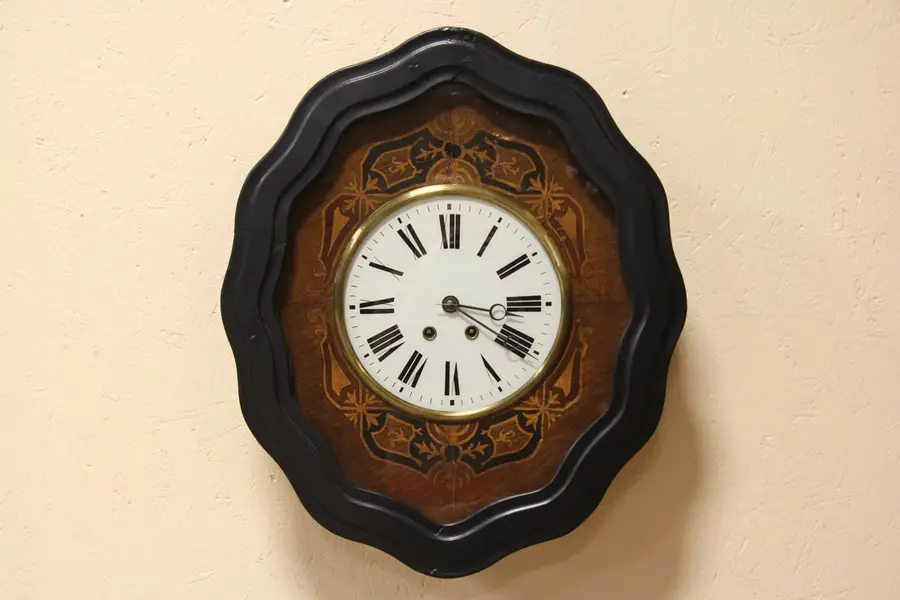 Photo of Italian Marquetry Antique 1880's Wall Clock