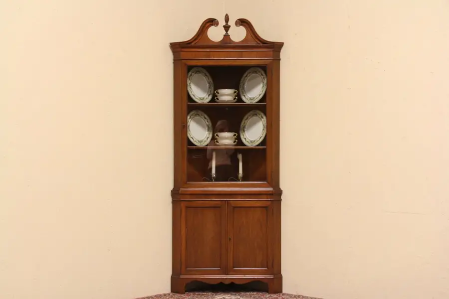 Photo of Federal Style Vintage Corner Cupboard or China Cabinet