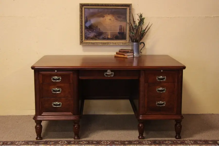 Photo of Stow Davis circa 1925 Walnut Executive Desk