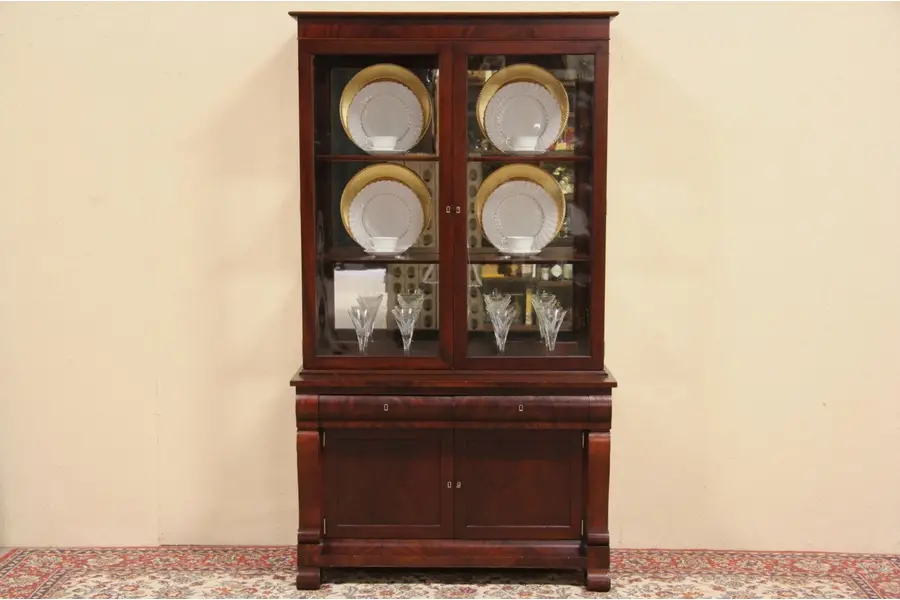 Empire 1900 Antique China Display Cabinet or Bookcase