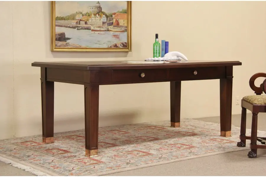 Photo of Lincoln Antique 1915 Writing Desk or Library Table, Bronze Feet