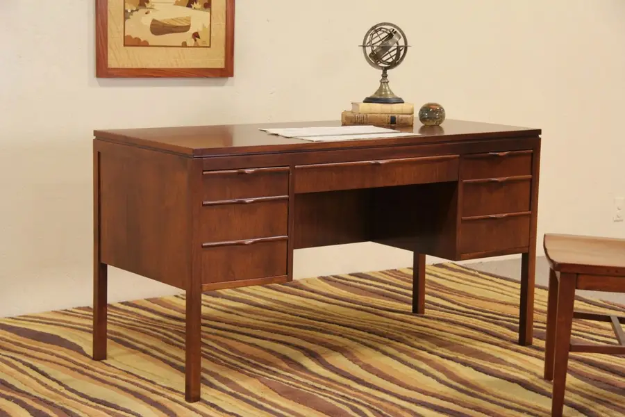 Photo of Midcentury Modern Walnut Desk, File Drawer, 1960's Vintage